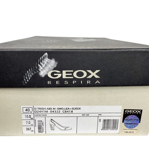 Geox Respira Sling Back Heels Patent Leather Black Nude Womens 40‎ EU 10 US - Picture 2 of 11